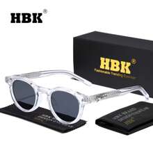HBK Lunettes rétro rondes HBK avec branche en métal. Monture mode cool pour hommes. Idéal pour les activités de plein air, les fêtes, les voyages, la conduite, les vacances à la plage et l'utilisation casual. Décoration photo, cadeau parfait pour les vacances à la plage, les activités de plein air et les voyages, livré en emballage complet.