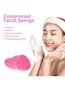 SHEIN X Milania 50-Count Facial Sponges Compressed, 100% Natural Cellulose Face Sponge Professional Cosmetic Spa Sponges For Face Cleansing, Exfoliating Mask, Makeup Removal For Travel And Home