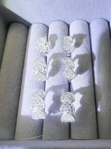 925 Silver Earrings Three Pairs Of Hoop Trio Stylish Delicate Female Body Decoration With Polka Dots Plated - 銀色 - 查看 3