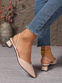 Chaussures à talons hauts blanches pour femmes avec sangle arrière, mules pointues