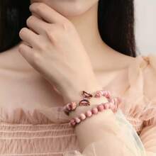 PHCOO 2 Peças Conjunto de Pulseira Decorada com Borboleta Simples e Elegante com Pedra Natural Assimétrica, Conjunto de Joias da Moda