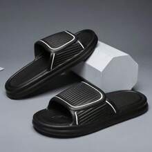 1 Pair Unisex Striped Slippers: Soft, Anti-Slip, Lightweight, Super Elastic Grip Sole, Suitable For Bathroom, Living Room, Bedroom And Pool, All Seasons