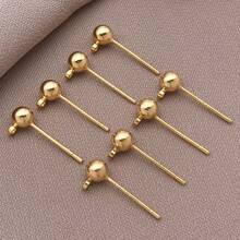 4/6/10 Stücke 18 Karat Goldkugelohrstecker mit Öse, Messing Rundkugelohrstecker für die Herstellung von Perlen-Ohrhängern