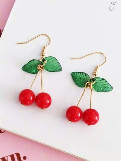 1 Coppia Di Orecchini Pendenti Con Cigliegia Romantica, Adatti Per Uso Quotidiano