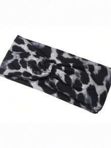 1 Stück extra breites elastisches Stirnband für Damen, Leoparden-Muster Turbankopftuch mit Knoten, Tierprint Haraccessoire für Mädchen, Große Größen Kopftuch für Yoga, Laufen, Training