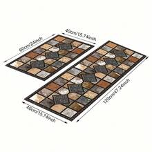 1pc Vintage Geometric Stone Brick Pattern Silicone Kitchen Mat, Absorbent Anti-Slip Anti-Fouling Mat - Suitable For Farmhouse, Entryway, Indoor Decor, Kitchen, Dining Room, Small Office/Home Office, Sink, Laundry Room