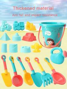 Set de 5/18 juguetes de playa, juegos de piscina y verano, herramientas de playa al aire libre, que incluyen cubo, pala y herramientas de construcción, regalo para el crecimiento vacacional, regalo de cumpleaños, para cavar en la arena y jugar con el agua, herramientas para quitar nieve en invierno, carro y cubo de arena, adecuado para niños y niñas para juegos al aire libre y camping - Multicolor - Ver 7