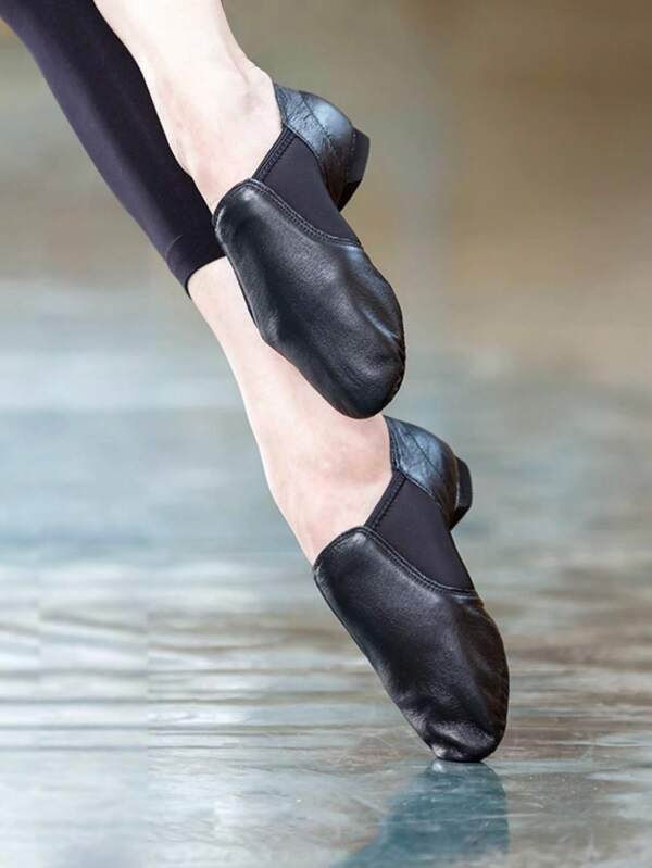 Scarpe da ballo con suola in pelle da donna, colore tinta unita in microfibra e pelle adatte per fitness, feste, balletto, utilizzabili in tutte le stagioni