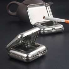 1pc/2pcs Mini 2.32/2.13/0.79IN Stainless Steel Ashtray With Leaf-Shaped Ash Tray, Shiny Glass Rhinestones, Rhinestones, Portable Ashtray, Outdoor Pocket Ashtray, Creative Car Smoking Accessory, Fashionable & Attractive
