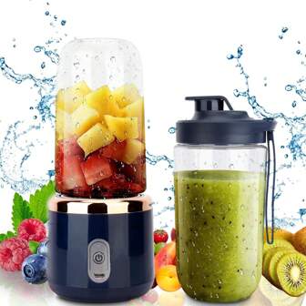 1pc Portable Rechargeable Juicer, Mini Blender, Dual Cups, Multi-Functional Juice Blender For Smoothies, Vegetables, Fruits, Suitable For Travel And Home Use