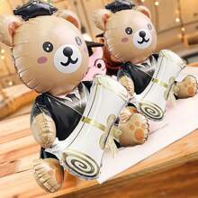 38 Inch Adorable Graduation Certificate Teddy Bear Foil Balloon, Graduation Party Balloon - Perfect For School Events And Campus Decoration
