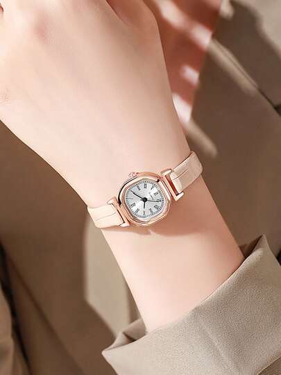 1 件优雅紧凑型复古椭圆形女士时尚手表，高品质，适合日常搭配、生日、女士礼物、周年纪念、年终促销、光棍节、万圣节促销和其他节日礼物