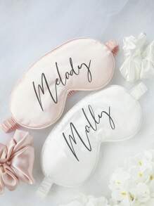 3 pièces Masque pour les yeux personnalisé avec un chouchou et un sac de rangement. Masque de sommeil monogramme personnalisé, chouchou à cheveux. Meilleur cadeau de demoiselle d'honneur, cadeau de fête de mariage. Faveur de mariage personnalisée. Ensemble de masque pour les yeux et chouchou en satin de soie imitation . Cadeau pour les demoiselles d'honneur, faveurs de mariage