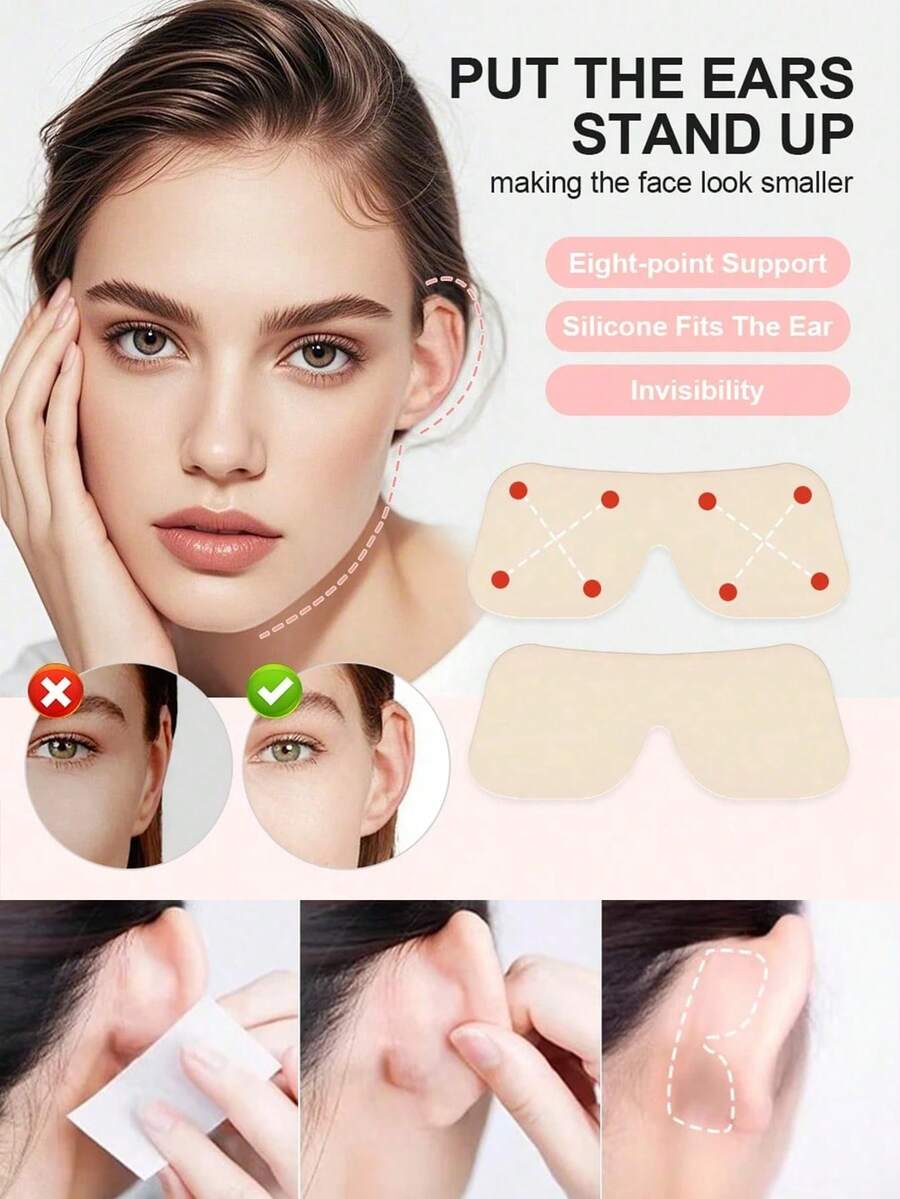 24 miếng băng dính tai vô hình, băng hỗ trợ không gây dị ứng cho cosplay và định hình khuôn mặt - Băng chỉnh sửa dọc trong suốt dành cho cả nam và nữ, băng nâng tai bằng silicon ít gây dị ứng vô hình - băng nâng tai trong suốt chống chảy xệ, thích hợp cho cosplay, nhập vai và tiệc tùng, miếng dán hỗ trợ không mùi để định hình khuôn mặt - Nhiều màu - Xem 1