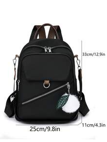 Women's Fashionable Large Capacity Versatile Backpack With Rivets, Handbag, Shoulder Bag For Commuting, Students, Mothers - Black - View 7