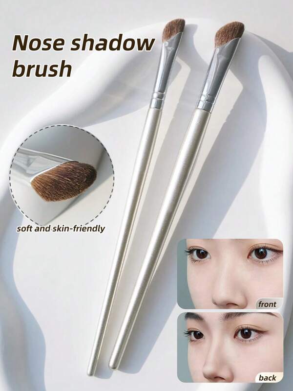 2pcs Angled Nose Shadow Brush, Contour Nose Shadow Brush, Makeup Blending Concealer Brush Tool, Nose Shadow Brush, Highlight Brush, Blending Brush, Contour Brush