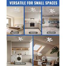 Large Ceiling Fan E27 Socket Fan 30W With Dimmable LED Light - Quiet Motor, Ceiling Fan With Light And Remote Control And 95mm E27 Extension Base, 3 Speed & Color Temperature Settings Energy Efficient,For Living Room, Bedroom, Easy Install - White - View 12
