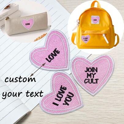 Custom A Lovely Harajuku Style Heart Broderade tyglappar kan sys för hand och strykas, broderad ryggsäckslapp Kläder Hatt dekorativ lapp