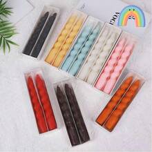 2pcs Cute Candy-Colored Spiral Taper Candles (Length: 20cm/7.87in), Suitable For Home Decor, Dinner Party, Wedding, Valentine's Day, (Red/White/Black/Green/Pink/Purple) Gifts, Birthday, Graduation, Romantic European-Style Elegant Holiday Home Decor, Unscented Twist Candles, Atmosphere-Creating Photography Prop, Christmas Decorations, Christmas Gifts