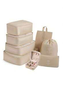 7PCS Travel Storage Bag Set - Luggage Organizers, Including Clothes Storage Bag, Underwear Bag, Shoe Bag, Drawstring Bag, Data Bag, Cosmetic Bag, Cosmetics Organizer Pouch - Multicolor - View 24