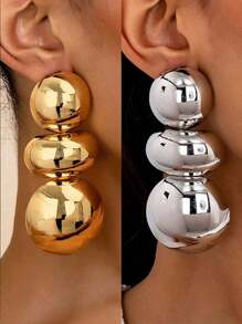 1 Paar goldene & silberfarbene geometrische Ohrstecker, dicke Ohrstecker für Frauen, Alltagsjuwelen für Lässig-Partys als Geschenk