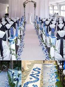 300/600/900pcs Mixed Blue And White Artificial Rose Petals, For Weddings, Bridal Showers & Parties,Aisle Runners & Confetti , Proposals & Romantic Nights,Mother's Day Gift Decorations