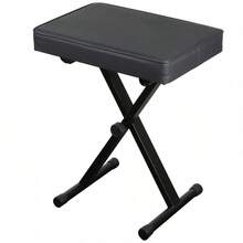 Adjustable Piano Bench Stool - X-Style Folding Keyboard Seat With Thick Leather-Padded Cushion, Portable & Height Adjustable For Piano, Keyboard, Organ, Digital Piano, Home Studio, Church, Practice - Comfortable Black Musician Stool - 1 - Xem 3