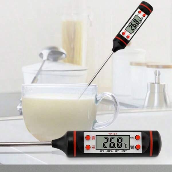 Digitales Küchenthermometer für Lebensmittel und Backen, elektronisch mit Sonde, digitale Anzeige, Flüssigkeits-Grill-Thermometer