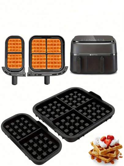 2 st Silikon Air Fryer Våffelbakningsformar, Non-Stick återanvändbara Air Fryer Liners, Passar för NA350, Tefal EY9018 Air Fryer Tillbehör