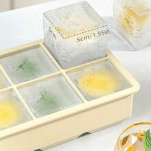 大号六角和八角方形硅胶冰格冰淇淋甜品果汁冷冻模型家用带盖 - 杏色 - 查看 5