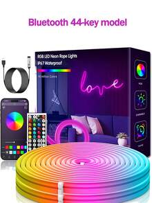 1串霓虹灯,44颗LED灯,带遥控器,易于使用 - 多色光 - 查看 3