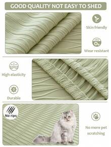 1pc Summer Full Coverage Sofa Cover Upgraded Version, Cooling Ice Silk Seat Cushion Fabric, Fixed Non-Slip Cooling Backrest Cover, Suitable For Living Room Sofa Protection, L-Shaped Sofa And 1/2/3/4 Seater Sofa - Green - View 4
