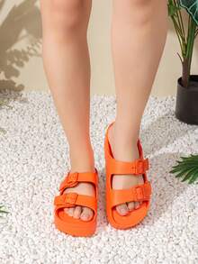 2025 New Women Multi-Purpose High Elastic Odorless EVA Fashion Non-Slip Buckle Sandals, Shock-Absorbing Soft Comfortable Deodorizing Slippers - Orange - View 4