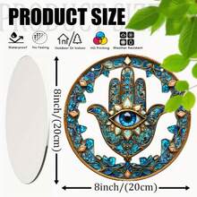 半个哈姆萨手持式捕光器，8英寸 x 8英寸，精神护身符，中东装饰，宗教主题，独特的好运生日礼物，适合墙面和房间装饰