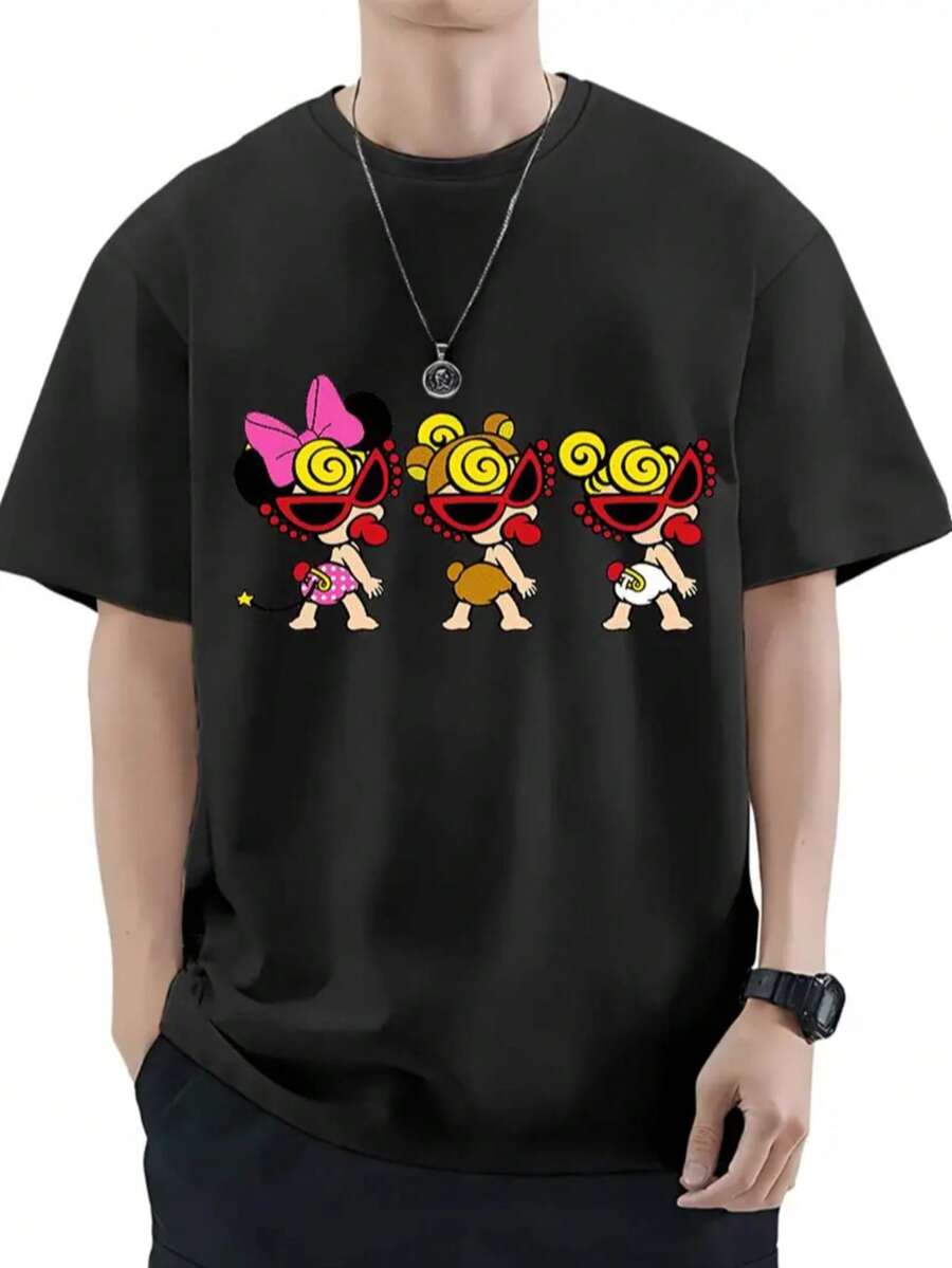 Avirex Navy Conan-Style Design Printed Men's Crew Neck T-Shirt. Stylish Casual Men's Wear. Made Of 200g Pure Cotton, Comfortable And Breathable, Suitable For All Seasons. Also Suitable For Sports. - 黑色 - 查看 1