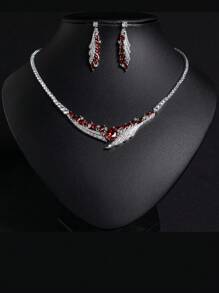 1 Set/3pcs Fashionable Elegant Multicolor Zirconia Wing Shaped Earrings, Necklace Jewelry Set, Suitable For Women's Festivals, Parties, Weddings, Luxury Shiny Jewelry Set, Holiday Gift (Multi-Color Optional)
