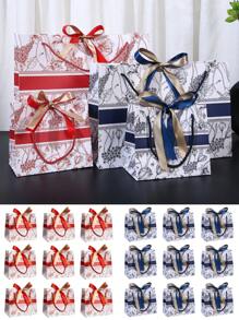 High-End Handbag With Ribbon Candy, Grocery Bag,Return Gift Bag Holiday Gift Packaging Paper Bag,Gift Bags,Printed Gift Packaging Bag, Bow Ribbon Gift Bag, Clothing Shopping Bag, Companion Handbag For Gifts,Reusable Shopping Bag,Home New Arrival Summer Cooling,Beach,Travel