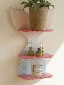 1 pieza Estantería de pared en forma de cola de pez de madera de colores, decoración sencilla para el hogar en dormitorio, adecuado para decoración de océano, náutica, playa, habitación de niños, baño, regalo de sirena, decoración para fiesta de sirenas de adolescentes y niñas
