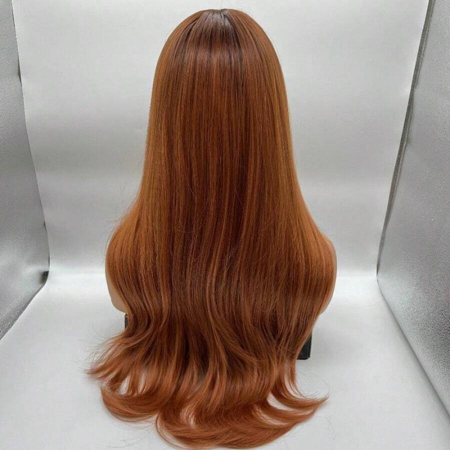 JBEXTENSION 26 Inches Curly Copper Fashion Wig With Bangs CICILIA - COPPER - View 1