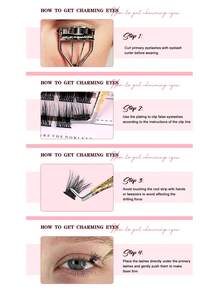 30/36片装假睫毛套装，无需胶水，浓密纤长，彩色高品质镊子，打造3D立体浓密睫毛效果，精美包装，女士热门单品 - D - 查看 5