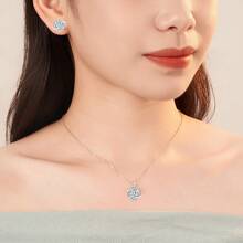 3pcs/Set Elegant 925 Silver Super Sparkly Four-Leaf Clover Necklace & Earrings Jewelry Set, Fashionable & Charming Fresh Style Gifts For Women, Suitable For Birthday, Wedding, Party - Four Leaf Clover - View 6