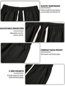 Blueplus Men's Casual Sports Shorts Work Pants Hiking Shorts Casual And Comfortable Fashionable, One-Piece Set Elastic Waist Pure Five-Point Shorts-Casual Pants-Sports Pants Very Suitable For Outdoor Travel, Sports, Fitness | Holiday Gifts-2026 New - màu đen - Xem 5