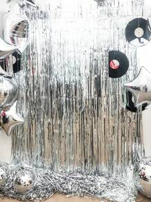 1/2/3pcs Shiny Sliver Tinsel Curtain Drizzle Curtain Party Background Decoration,Party Backdrop Metallic Foil Fringe Tinsel Curtain,Birthday Party Supplies,Gender Reveal Party Babyshower Bridal Shower Party Decor,Holiday Event Party Backdrop Decor