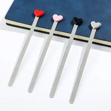 Creative Metal Heart Bookmark Heart-Shaped Bookmark Heart Stainless Steel Lacquer Bookmark Gift For Friends Who Love Reading,School Supplies,Back To School - one-size - View 17
