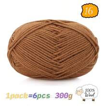 300g 100% reine Strickwolle, ideal für handgemachte Pullover, Mützen, Schals zum Warmhalten im Herbst/Winter, 1 Stück = 6 Knäuel = 300g