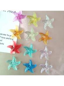 12pcs Colorful Starfish - Made Of Plastic, Oval Shaped, Suitable For Whiteboard And Fridge Decoration For Kitchen & Office, Ocean Themed Home Decor, Office Supplies| Starfish Magnets| Plastic Magnets, Magnetic Decorations
