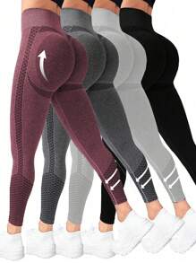 Sport Seamluxe Seamless Women Solid Color Ruched Butt Casual Sports Leggings