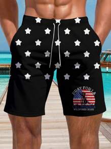 Men's Hawaiian Style 3D Print Casual Beach Shorts - Quick Dry, Drawstring Waistband, Perfect For Summer Outings