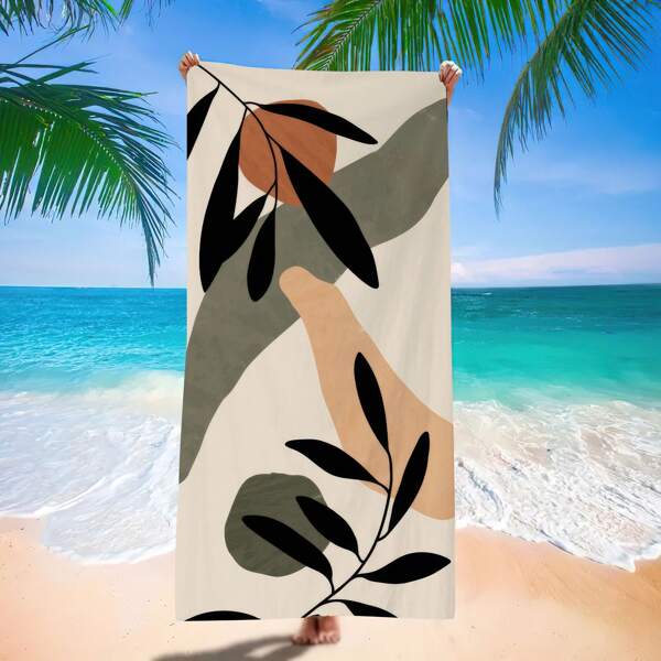 Toalha de praia estilo boêmio com estampa de folhas, cobertor de praia extra grande e super macio de fibra, toalha de banho altamente absorvente e de secagem rápida, adequada para viagens, natação, mergulho, surfe, ioga, camping, toalha de natação para adultos, essencial para a praia no verão
