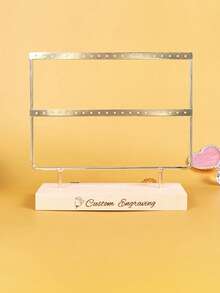 (Custom) 1pc 2-Tier Metal Earring Holder Organizer Display Rack, Jewelry Stand For Studs & Clips, Home Use - Multicolor - View 6